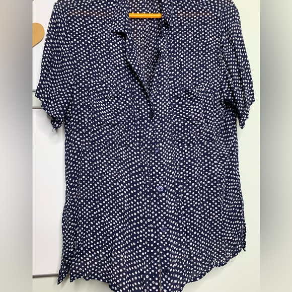 Cloth & Stone Dana Button-Down Blouse Blue & White Medium - Picture 2 of 11
